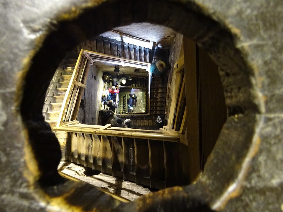 The wooden stair inside the Torre degli Asinelli