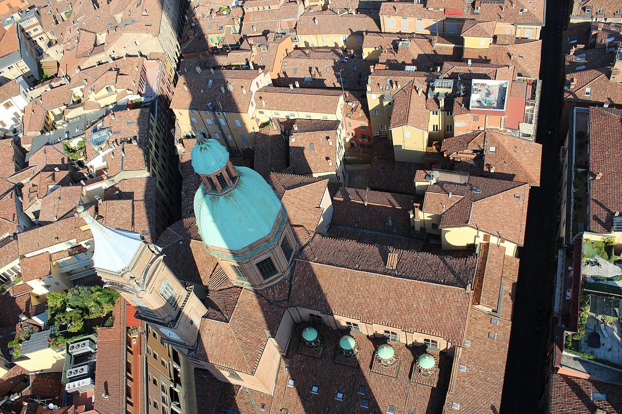 Santa Maria della Vita's dome, seen from the top of the Asinelli